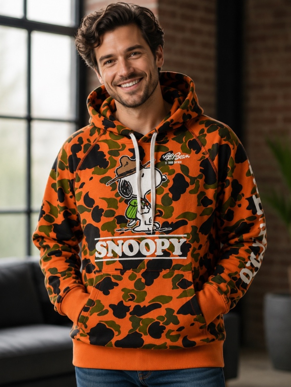 Todd Snyder x L.L.Bean Snoopy Orange Camo Troop Leader Hoodie Rare Peanuts Small